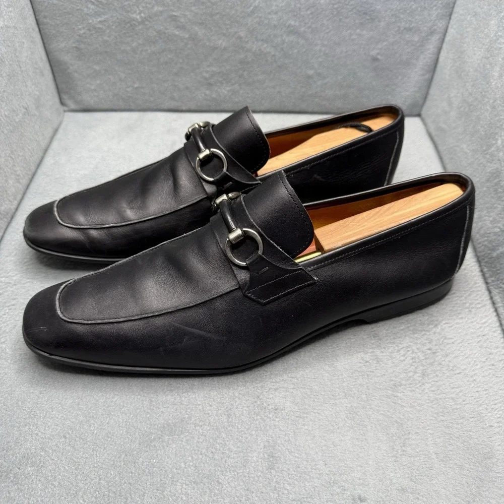 Magnanni 16492 Horsebit Loafers Men's 11.5 M Black Leather Dress Shoes